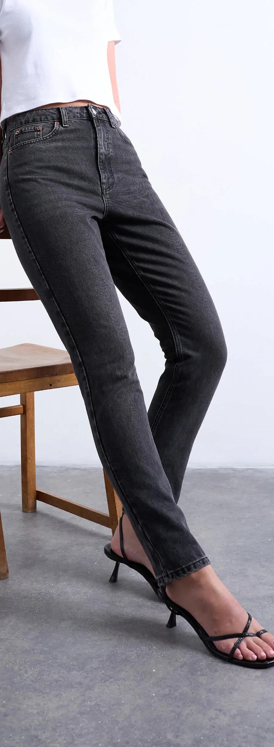 Topshop Hourglass Original high rise mom jean in washed black — view 1 of 2