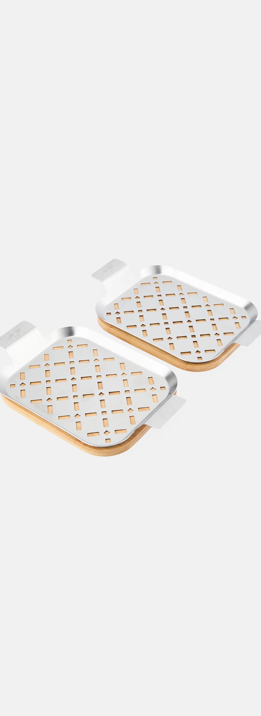Nelson Muller Grill Plate with Wooden Tray 2-Piece