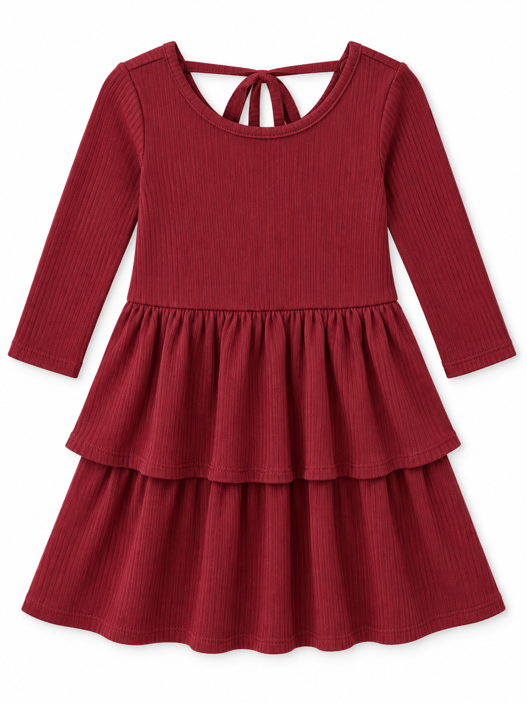 Epic Threads Girls’ Burgundy Ribbed Tiered Dress
