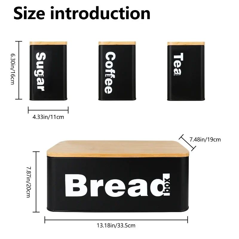Bread Box with Three Canister Set with Bamboo Lid, photo 3